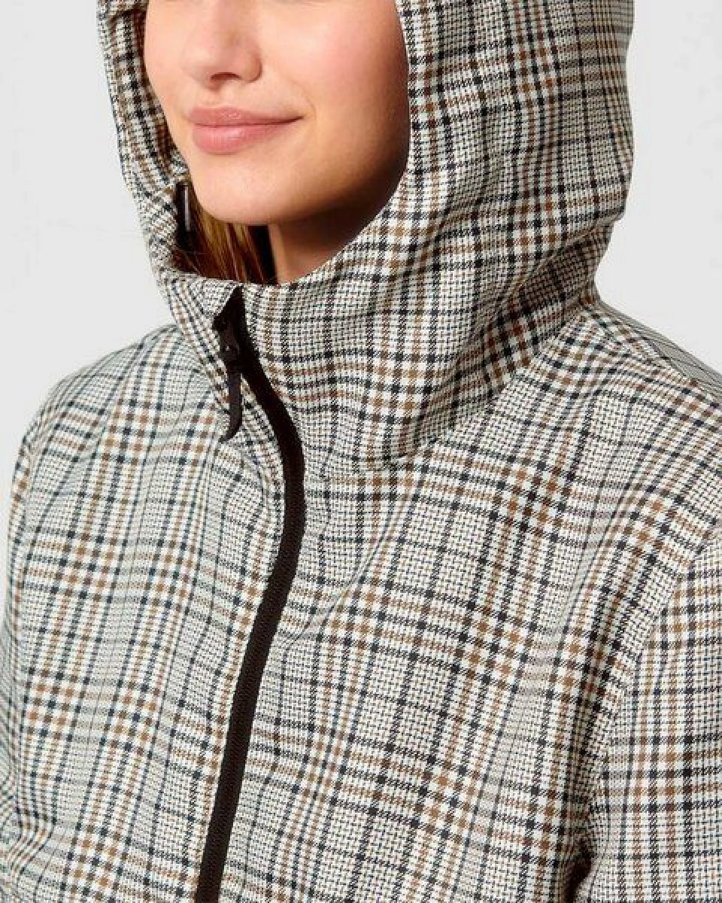 YTWOO Überziehjacke mit kariertem Tweed-Muster, Windbreaker, Schlupfjacke – Ansicht 2