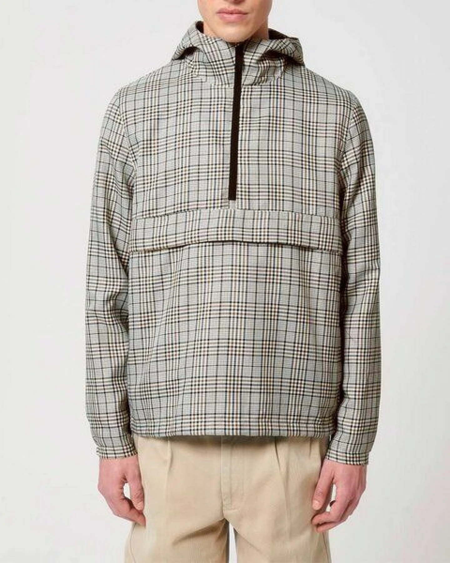 YTWOO Überziehjacke mit kariertem Tweed-Muster, Windbreaker, Schlupfjacke – Ansicht 4