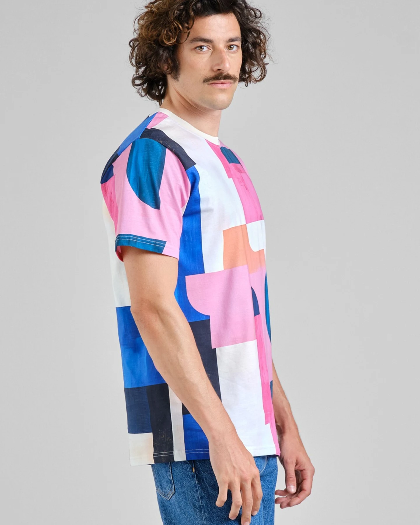T-Shirt Stockholm Abstract Block Multi Color Rosa – Ansicht 2