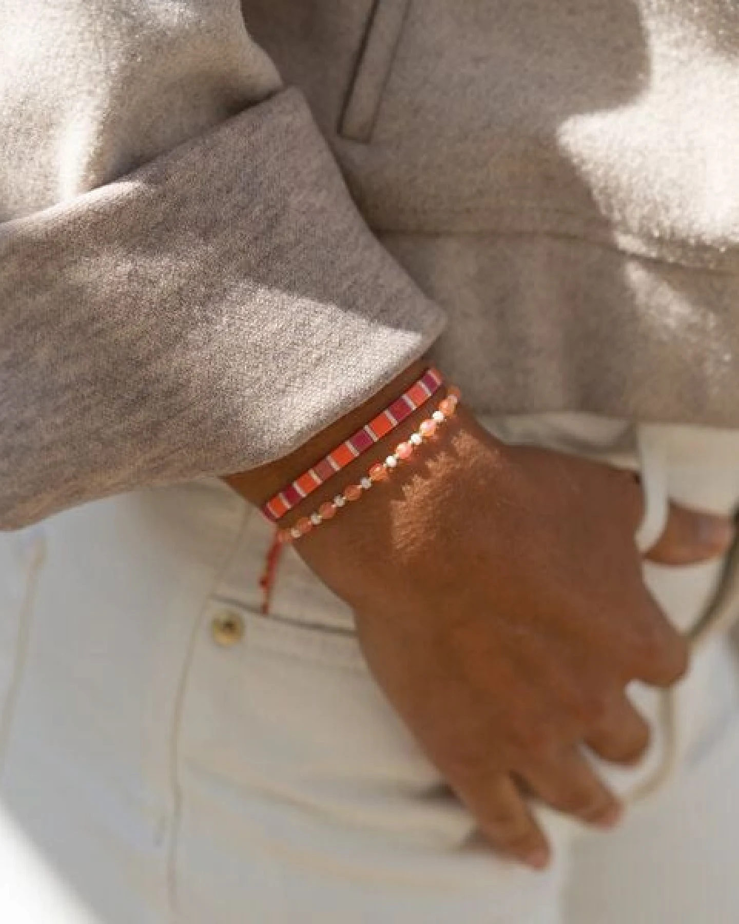 juni Armbänder / Set "Sunset Glow" - individuell verstellbar - handgemacht in Deutschland – Ansicht 2