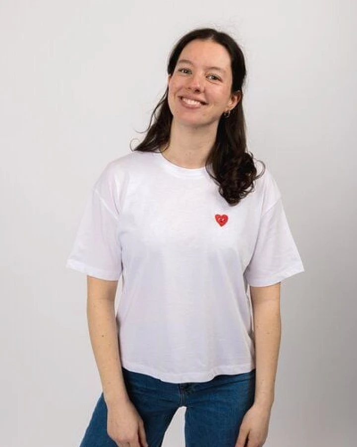 ettics STUDIO boxy organic crop tee bright white embroidery