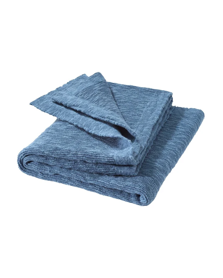 Disana Baby Leinen-Strick-Decke taubenblau ca. 80 x 100cm
