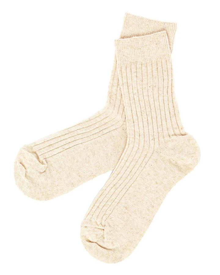 Babysöckchen Baumwolle-Leinen beige-melange Gr. 00