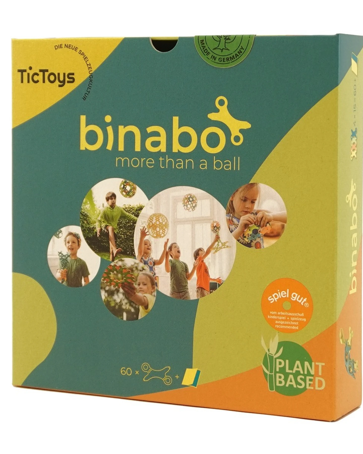 Binabo Konstruktionsspiel aus Biokunststoff 60 Stück, ab 4 Jahre, 17 x 17 x 3,5 cm – Ansicht 2
