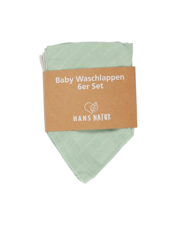 Baby Waschlappen Musselin Bio-Baumwolle 6er-Pack bunt 27 x 30 cm