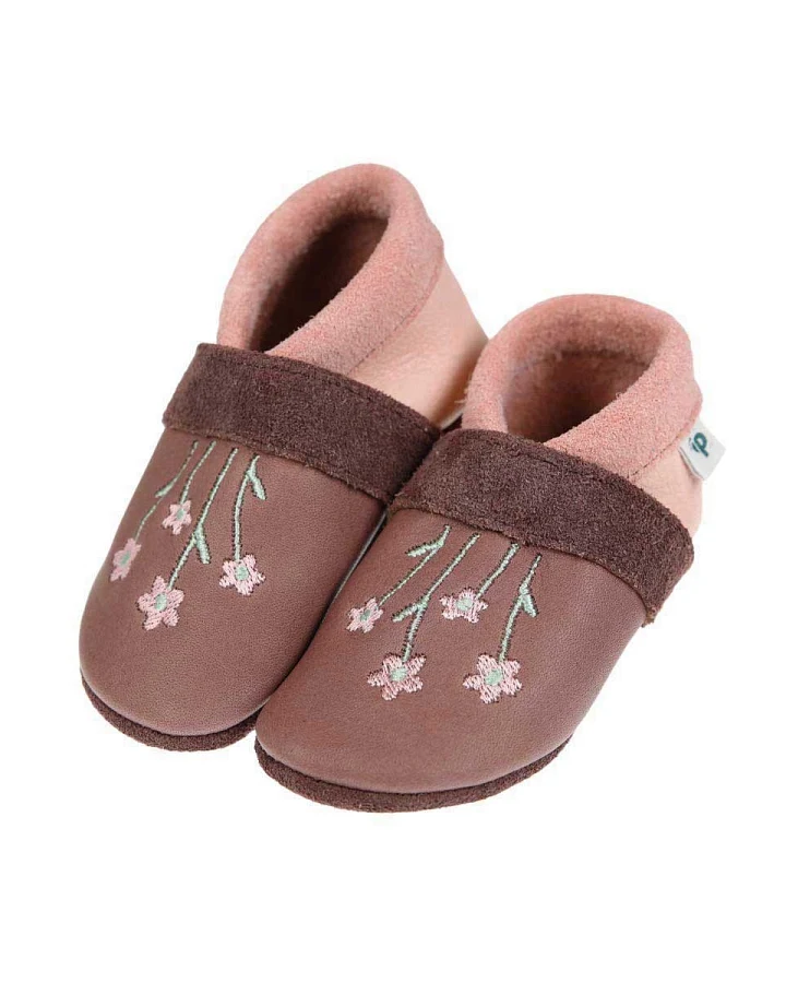 Baby und Kinder Lederpuschen Krabbelschuhe Streublumen roseberry/rosa Gr.18/19