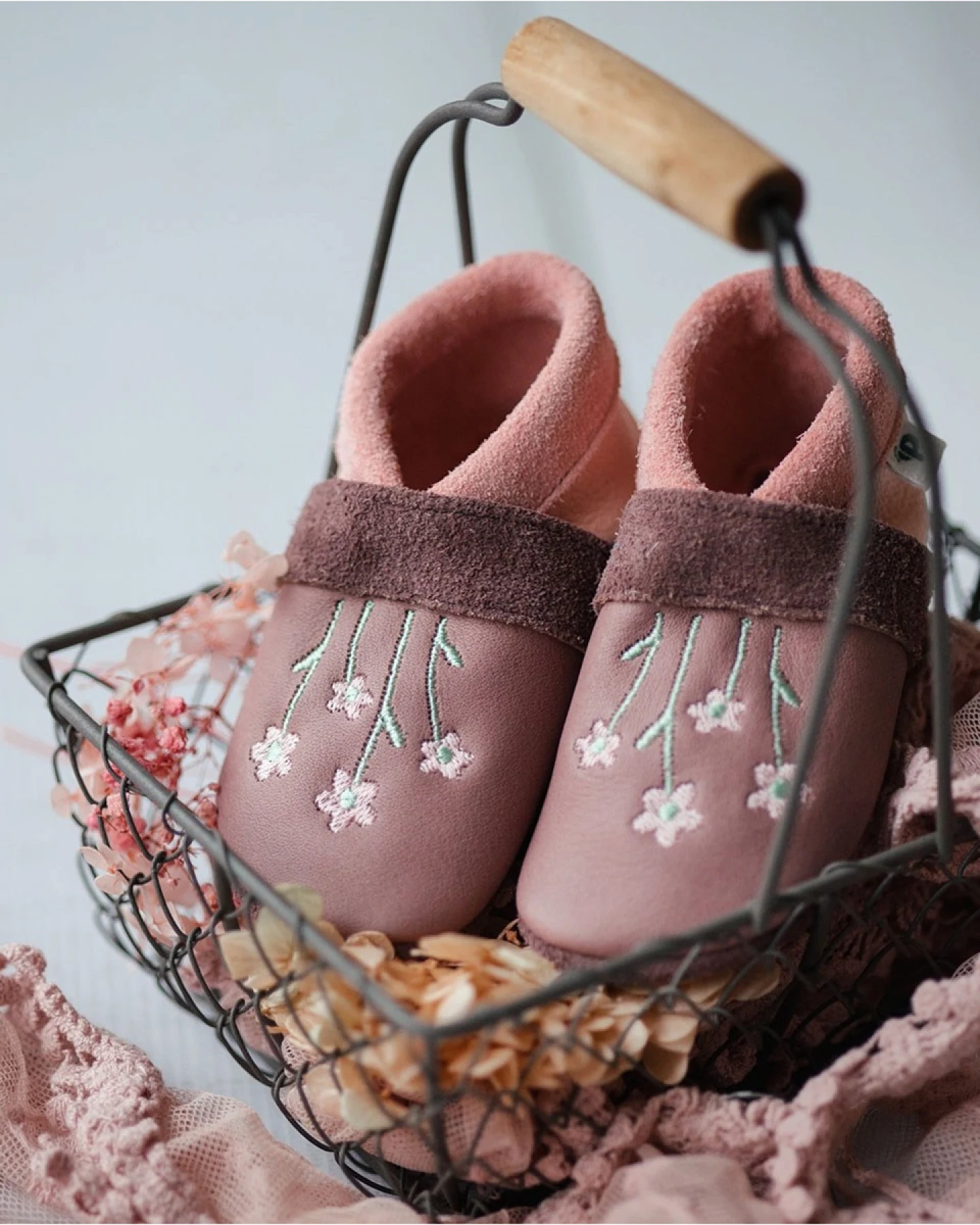 Baby und Kinder Lederpuschen Krabbelschuhe Streublumen roseberry/rosa Gr.24/25 – Ansicht 2