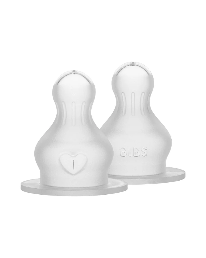 BIBS Flaschensauger aus Silikon 2er-Pack Langsamer Fluss (0+ Monate)
