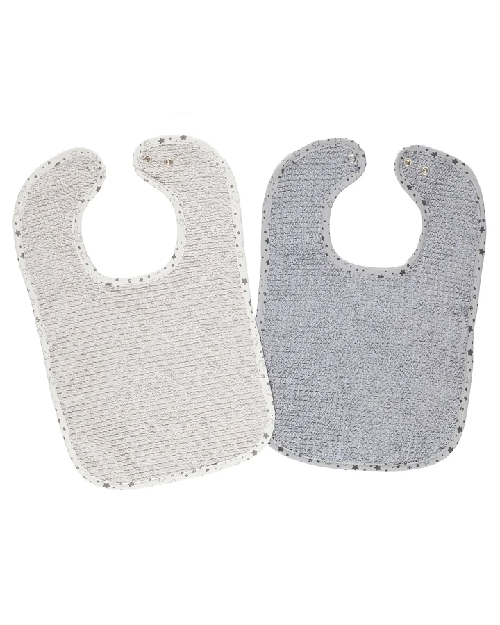 Druckknopflätzchen Bio-Baumwolle 2er-Set 26 x 40 cm grau