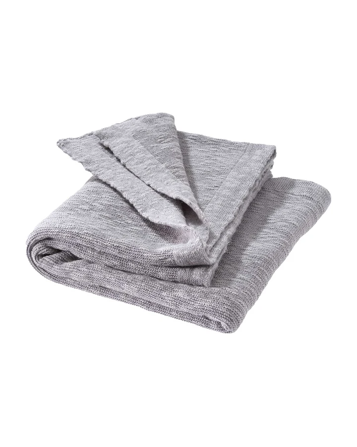 Disana Baby Leinen-Strick-Decke grau ca. 80 x 100cm