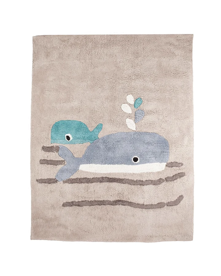 Kinderteppich Bio-Baumwolle "Wal" Maße 100 x 130 cm