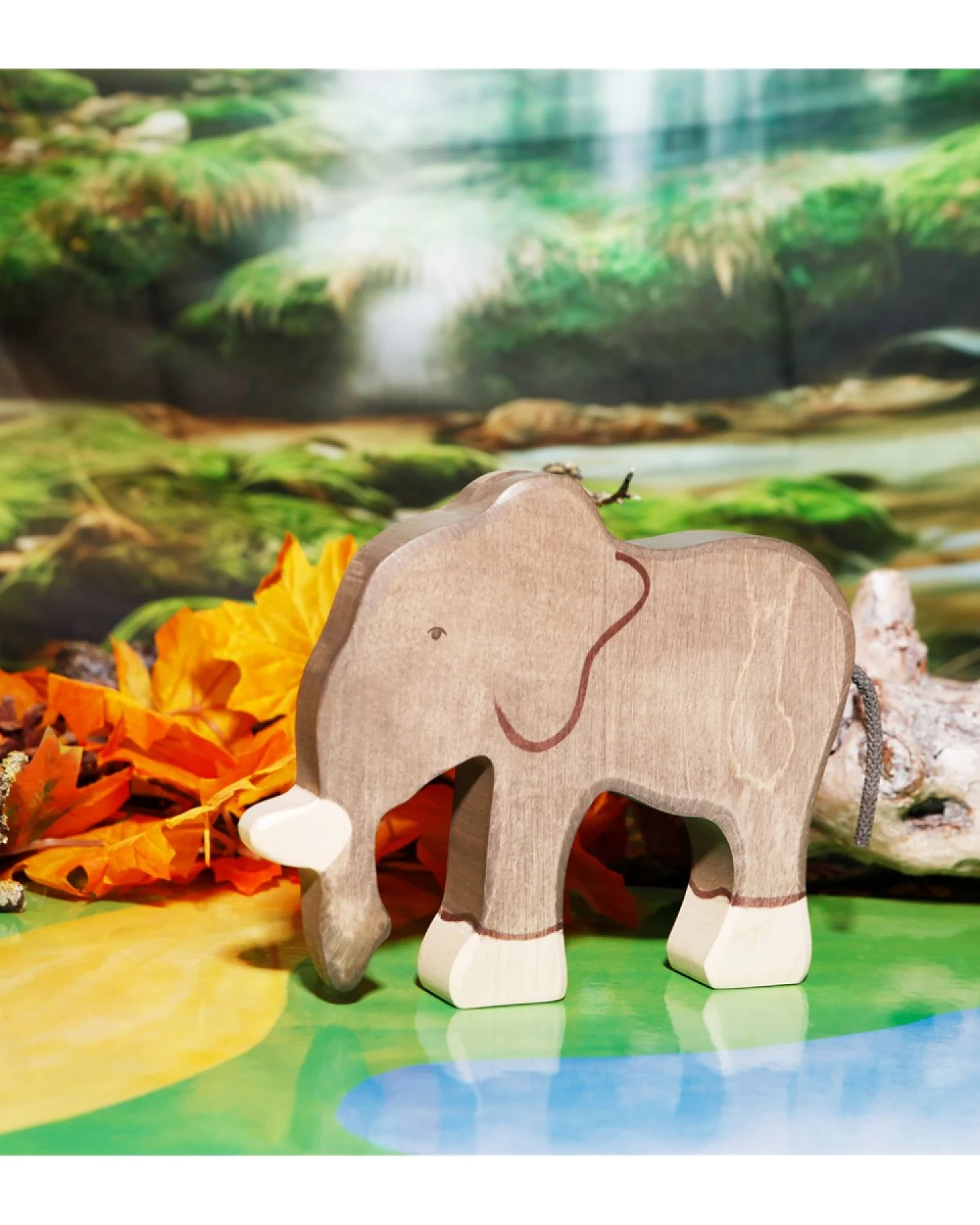 Holztiger Holzfigur "Elefant, stehend" Abenteuer Wildnis Maße 19 x 2,8 x 15 cm – Ansicht 2