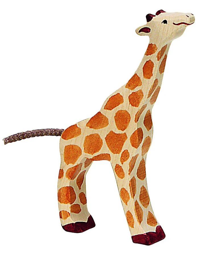 Holztiger Holzfigur "Giraffe klein, fressend" Abenteuer Wildnis Maße 10,5 x 2,3 x 16,5 cm
