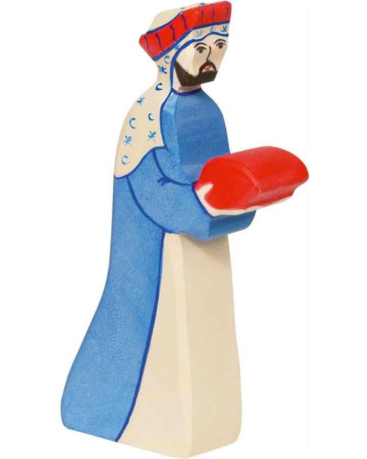Holztiger Holzfigur "Melchior 2, violett" Schöne Weihnachtszeit Maße 8,8 x 2,3 x 14,5 cm