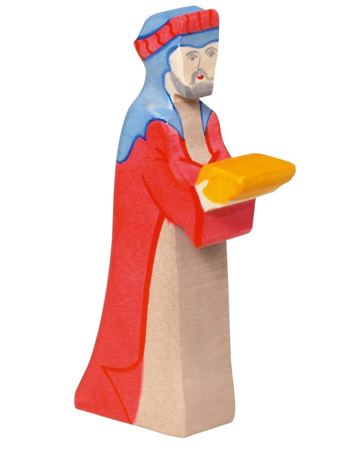 Holztiger Holzfigur "Caspar 2, rot" Schöne Weihnachtszeit Maße 8,5 x 2,3 x 15 cm