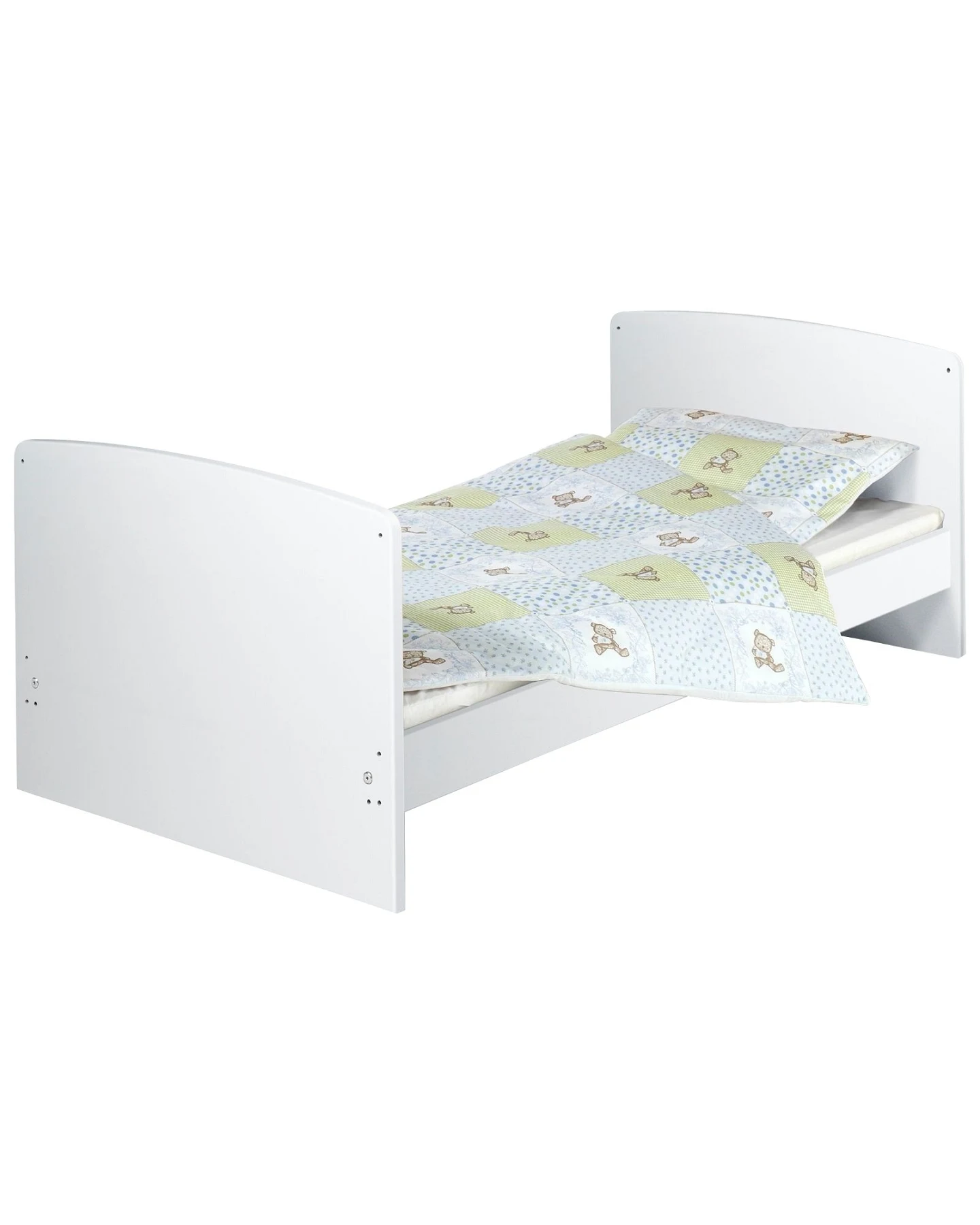 Kinderbett, Buche massiv, weiß lackiert Liegefläche 70 x 140 cm – Ansicht 2