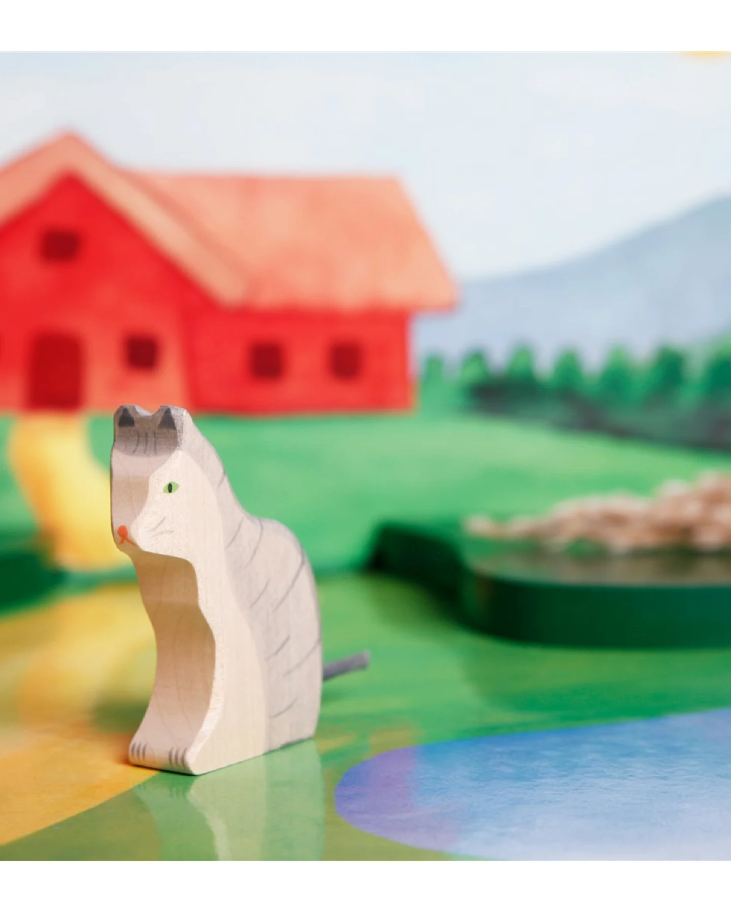 Holztiger Holzfigur "Katze" Auf dem Bauernhof Maße 7 x 1,9 x 8 cm – Ansicht 2