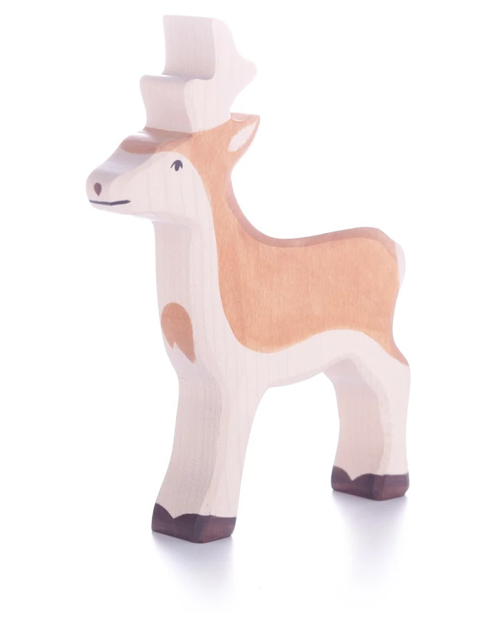 Holztiger Holzfigur "Rehbock" Wald und Wiese Maße 12,5 x 2,3 x 16 cm