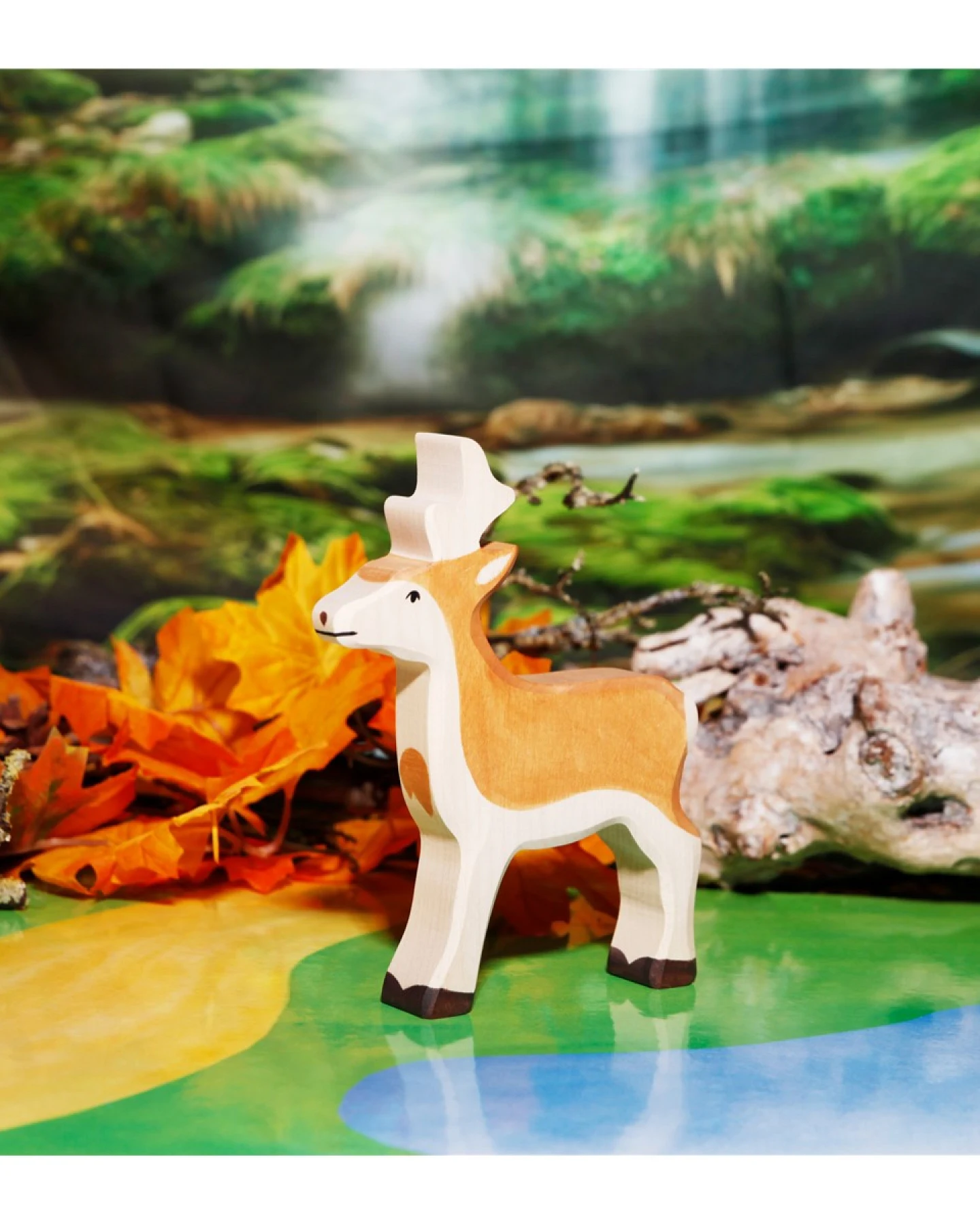 Holztiger Holzfigur "Rehbock" Wald und Wiese Maße 12,5 x 2,3 x 16 cm – Ansicht 2