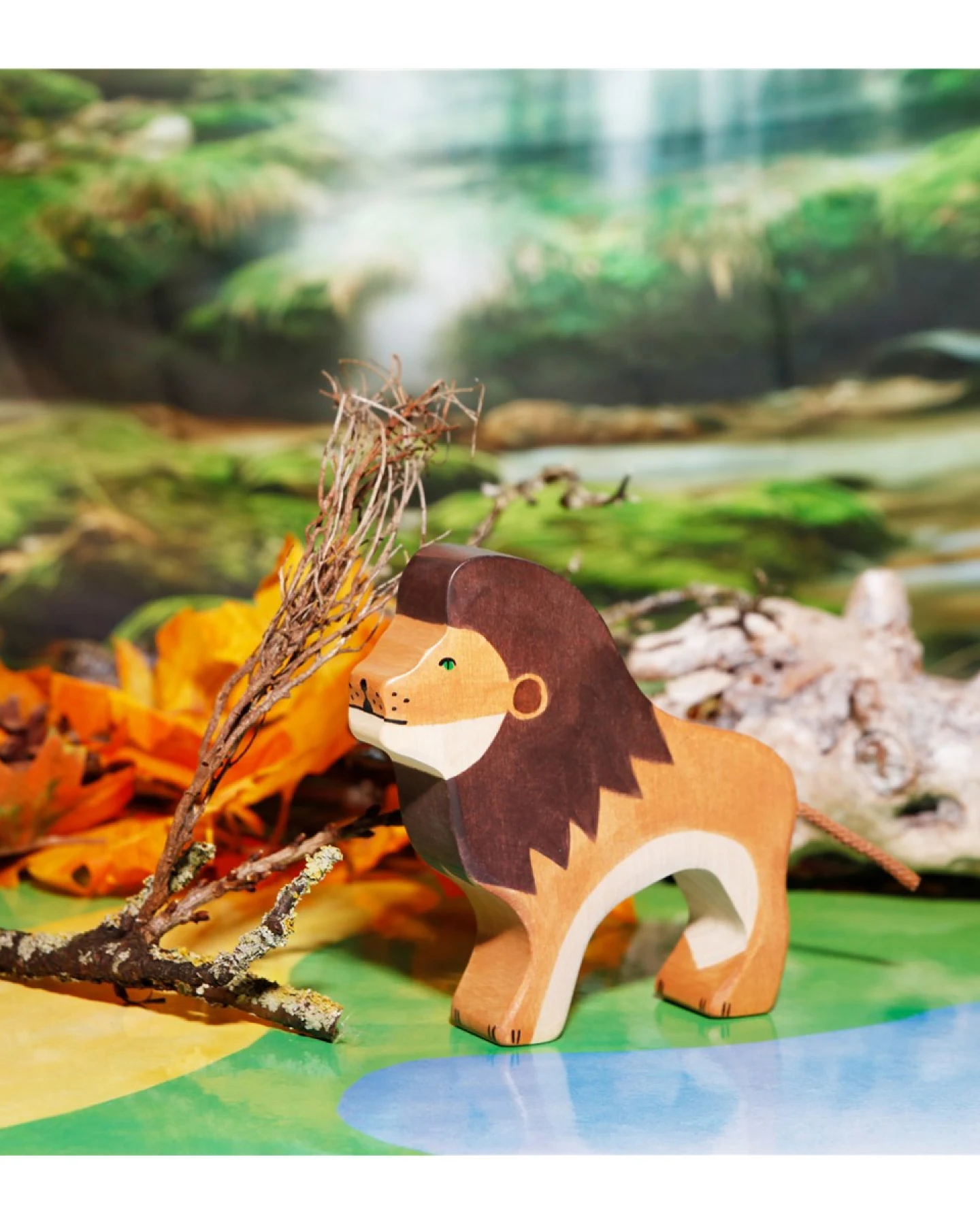 Holztiger Holzfigur "Löwe, stehend" Abenteuer Wildnis Maße 15 x 2,8 x 13 cm – Ansicht 2