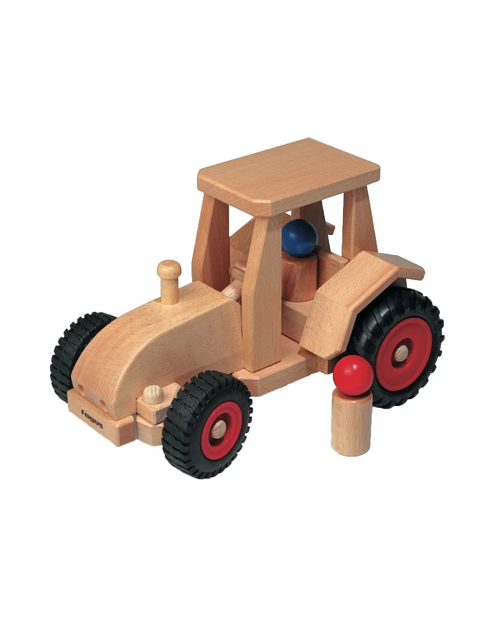 Fagus Schlepper aus massivem Buchenholz 26 cm langer lenkbarer Holztraktor
