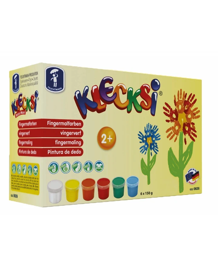 Klecksi Basic Maxi Malfarben Fingerfarben 6 Dosen Fingerfarbe a 150 g
