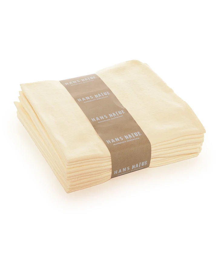 Moltontücher Bio-Baumwolle 10er-Set, 40 x 40 cm natur