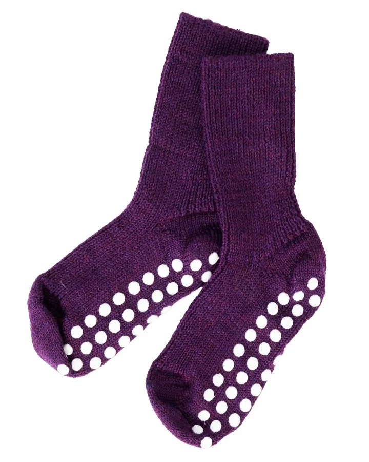 Kinder Stoppersocken Bio-Schurwolle lila Gr. 21-22