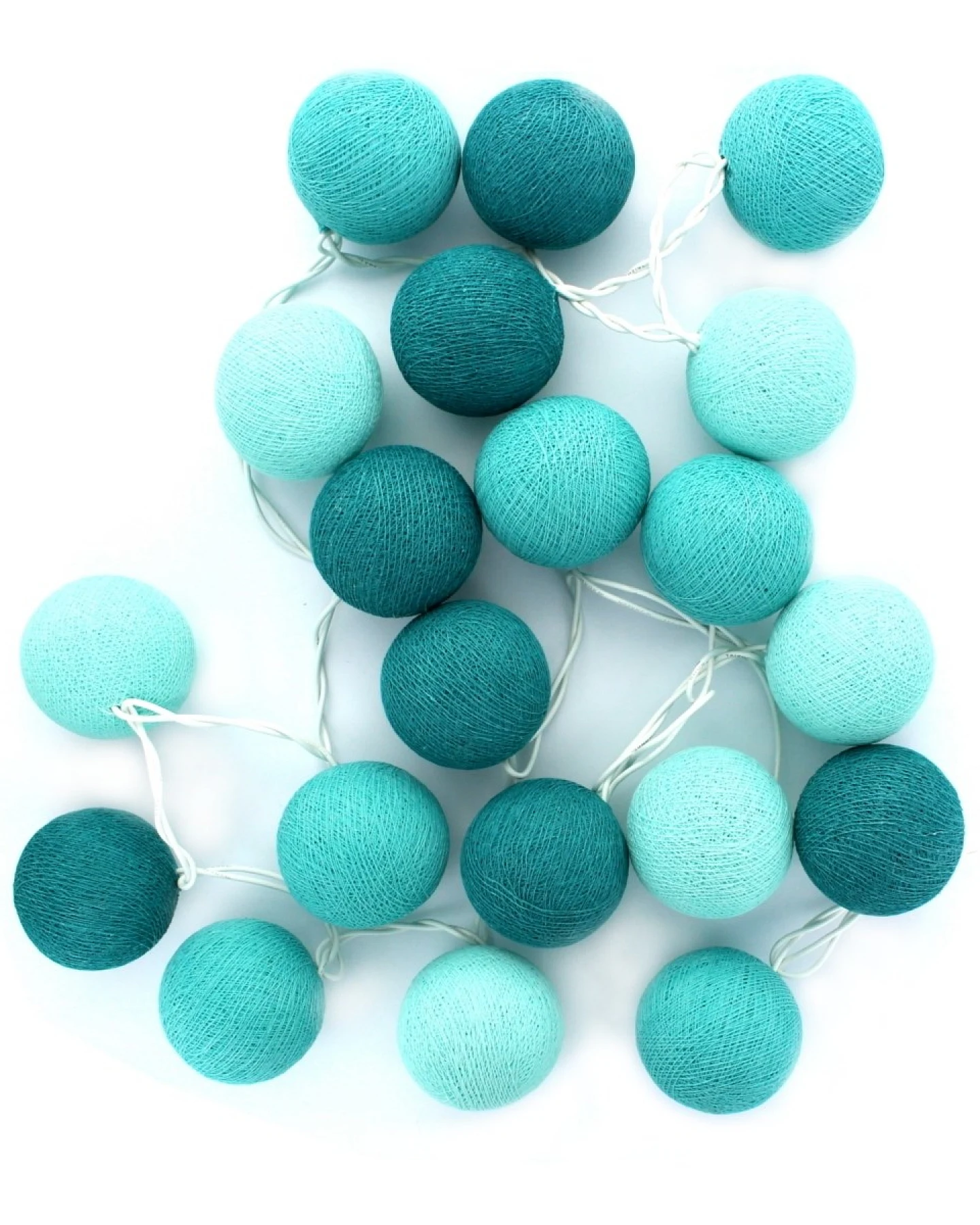 Kugel-Lichterkette 20 handgefertigte Kugeln, türkis – Ansicht 2