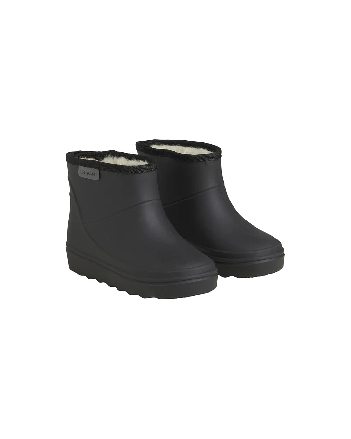 Kinder Gummistiefel mit kurzem Schaft und Schurwollfell, black Gr.21