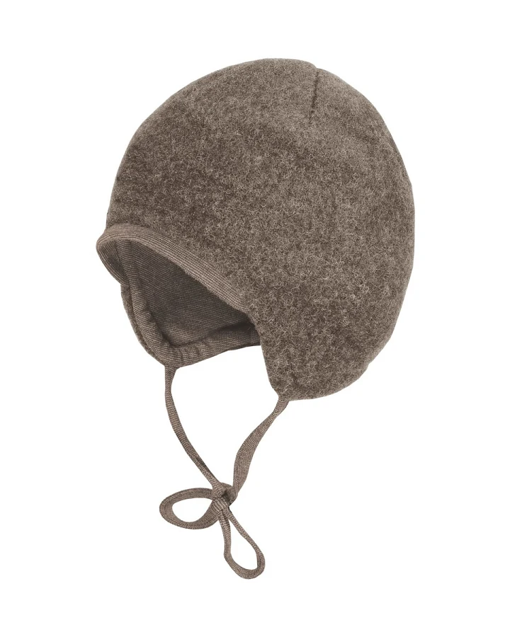 Baby Mütze Bio-Schurwolle Fleece braun-meliert Gr. 45