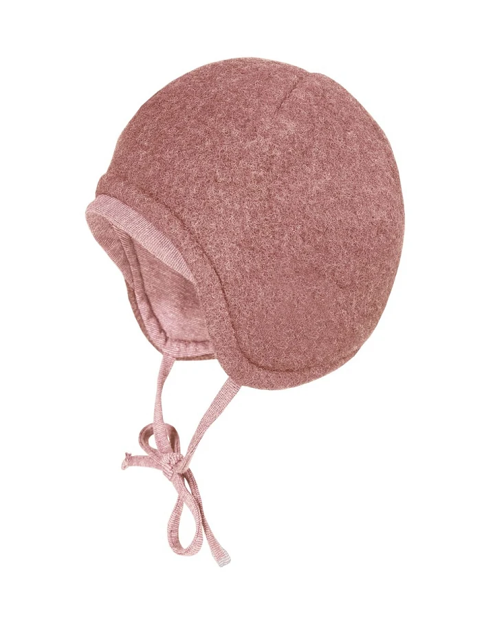Baby Mütze Bio-Schurwolle Fleece heiderose-meliert Gr. 43
