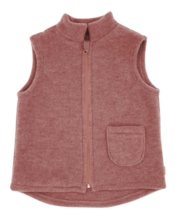 Kinder Weste Bio-Schurwolle Fleece heiderose-meliert Gr. 98/104