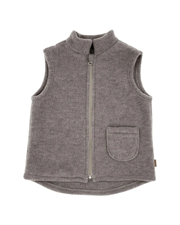 Kinder Weste Bio-Schurwolle Fleece braun-meliert Gr. 86/92