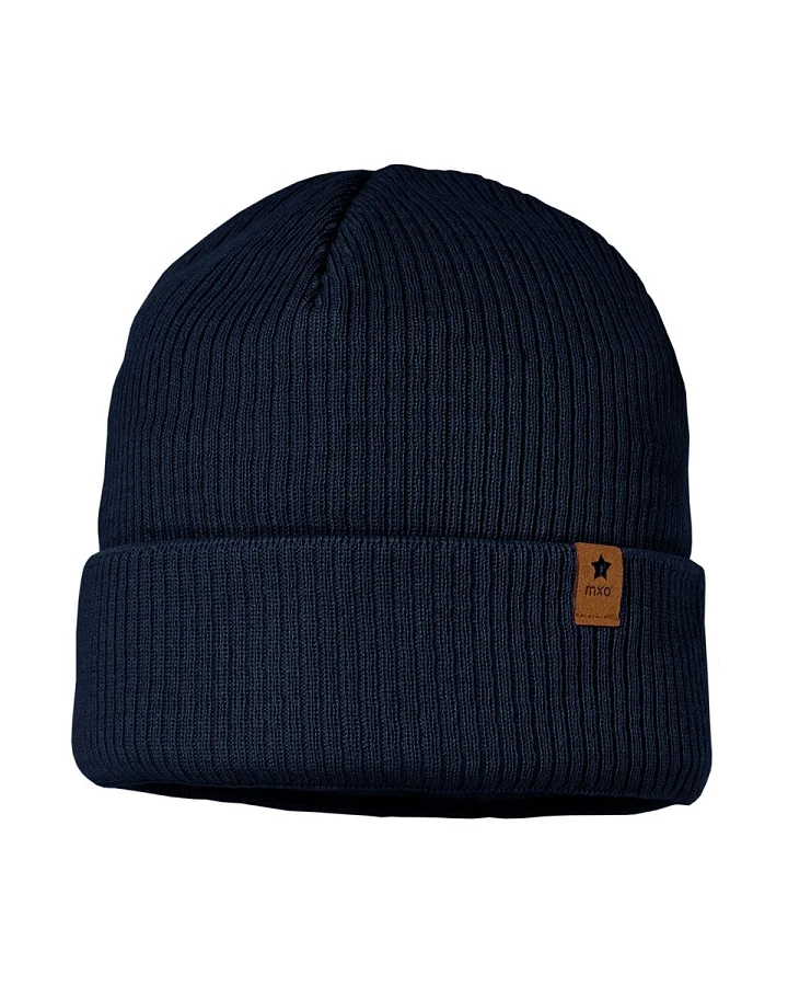 Baby und Kinder Beanie mit Umschlag Bio-Baumwolle Strick navy Gr. 51
