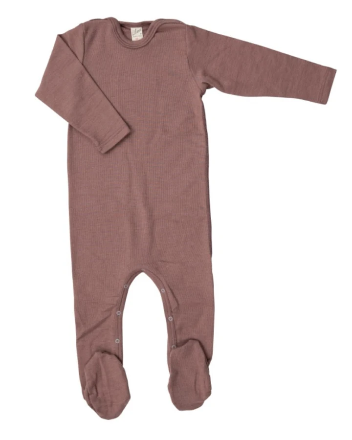 Lilano Baby Strampler mit Fuß Wolle Seide mauve Gr.56