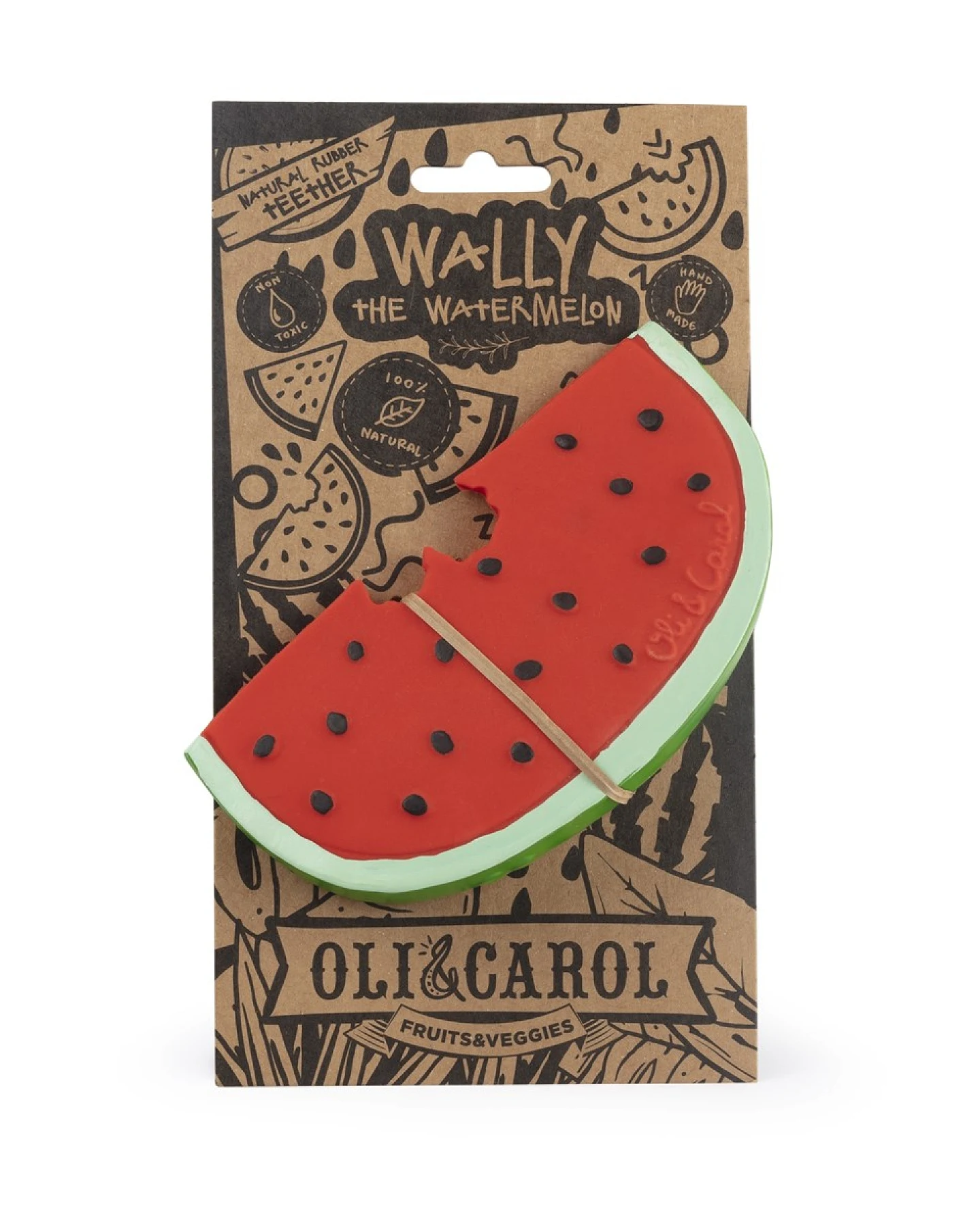Baby Greifling und Beißring Naturkautschuk Wally Watermelon Gr.1, Maße 14,5 x 8,5 x 2,7 cm – Ansicht 2