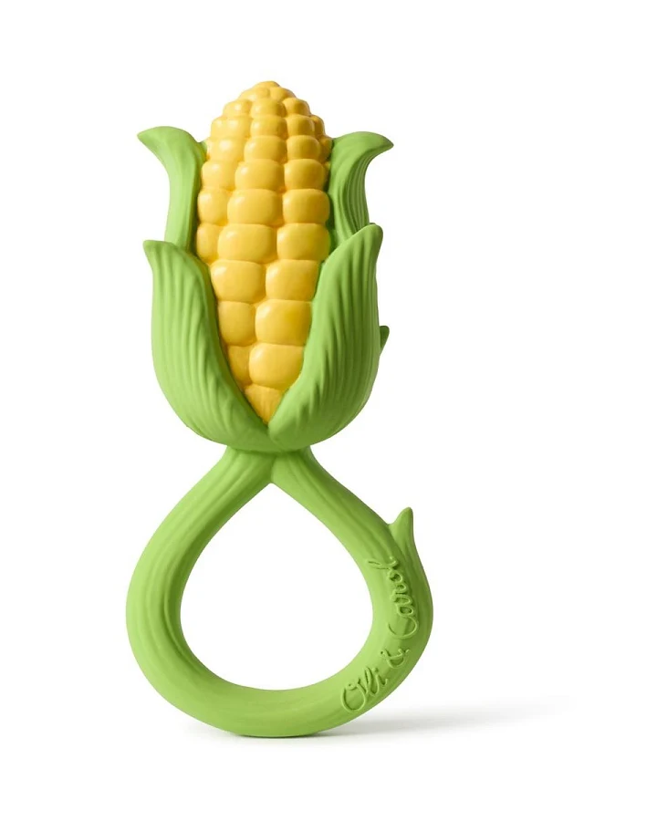 Baby Greifling und Rassel Naturkautschuk Corn Gr.1, Maße 6 x 4,8 x 11,3 cm