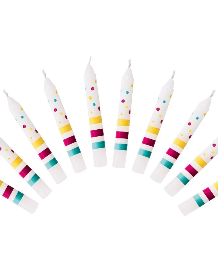 goki Geburtstagskerzen-Set 10 Stück bunt Höhe 10 cm, Durchmesser 13 mm