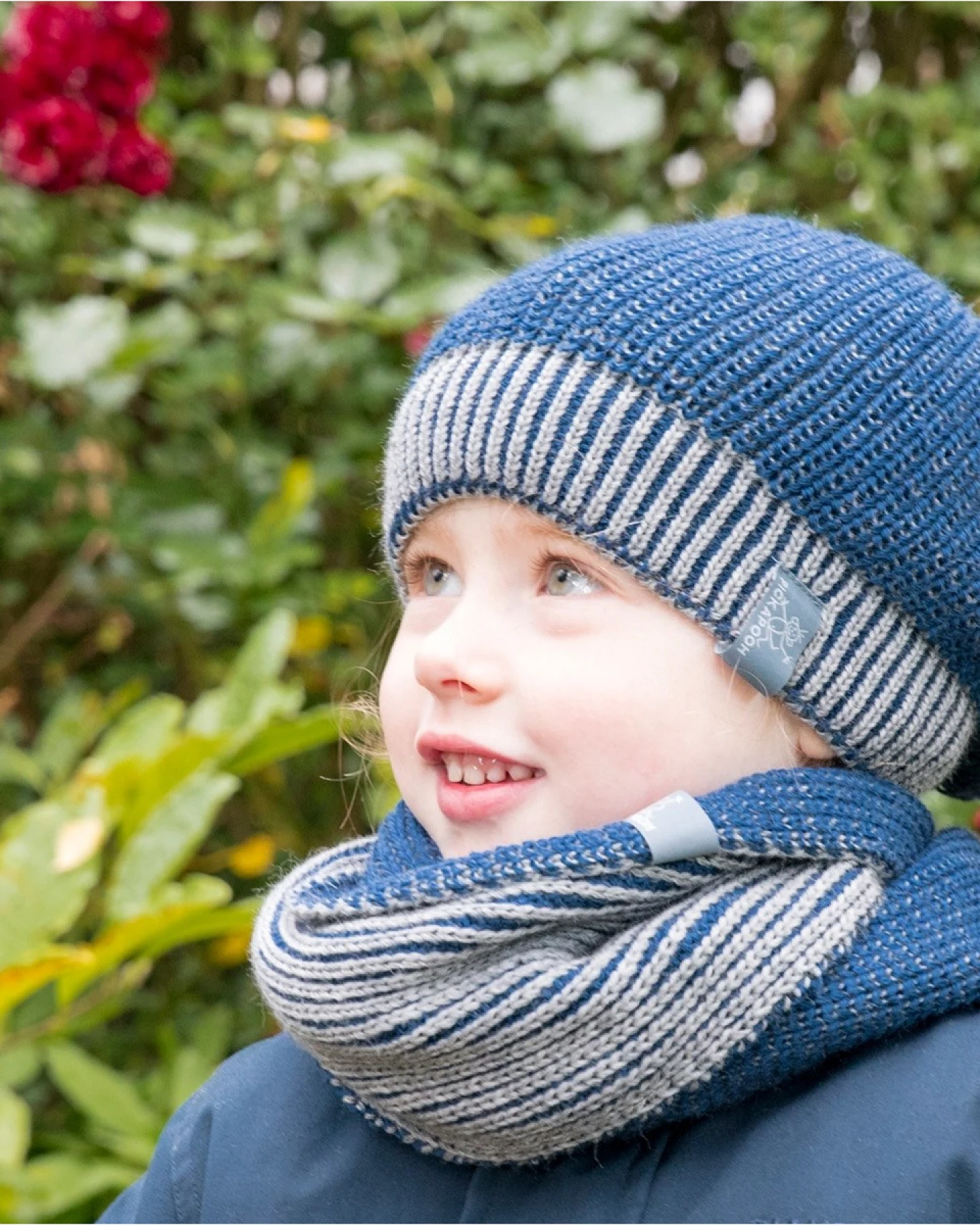 Pickapooh Kinder Mütze "Wilma" Bio Schurwolle marine-grau Gr.1 (44-50) – Ansicht 2