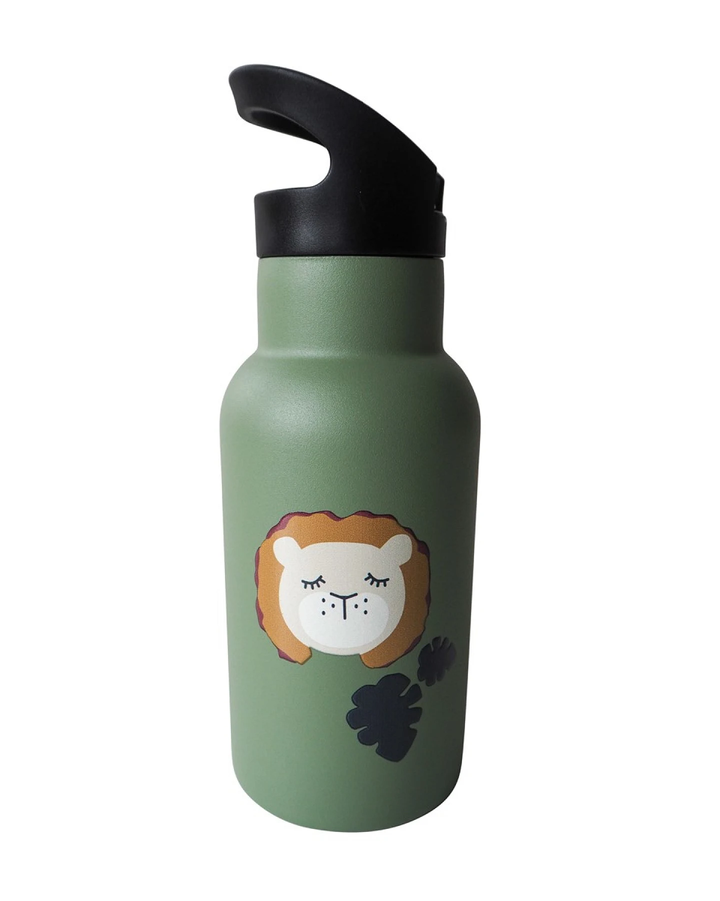 Kinder Edelstahl Trinkflasche Löwe olive Maße 20 x 7 cm, 350 ml – Ansicht 2