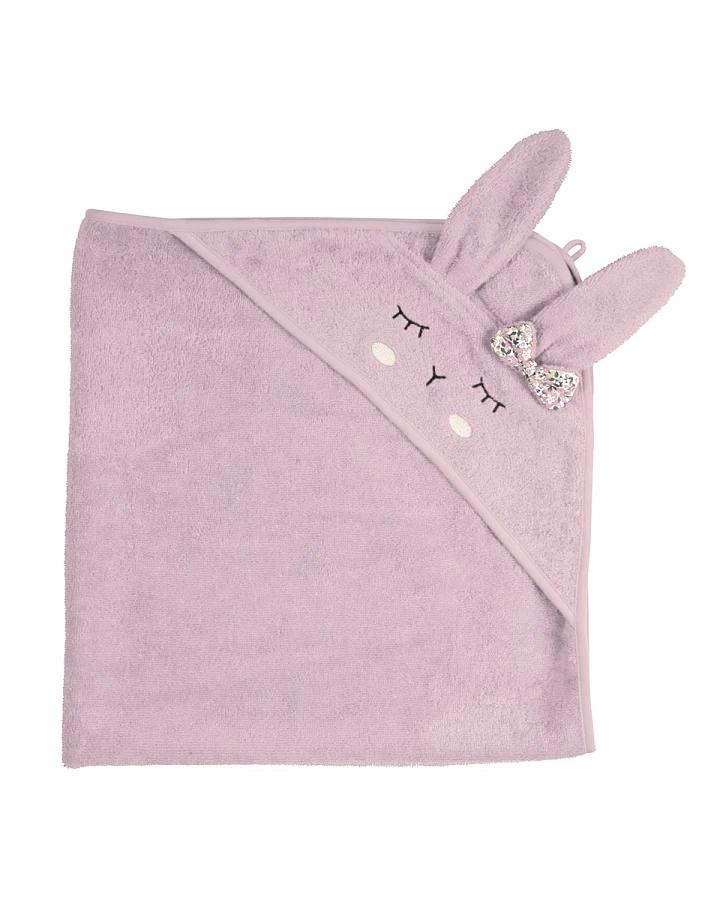 Baby Kapuzenhandtuch Bio-Baumwolle Hase rose Maße 80 x 80 cm