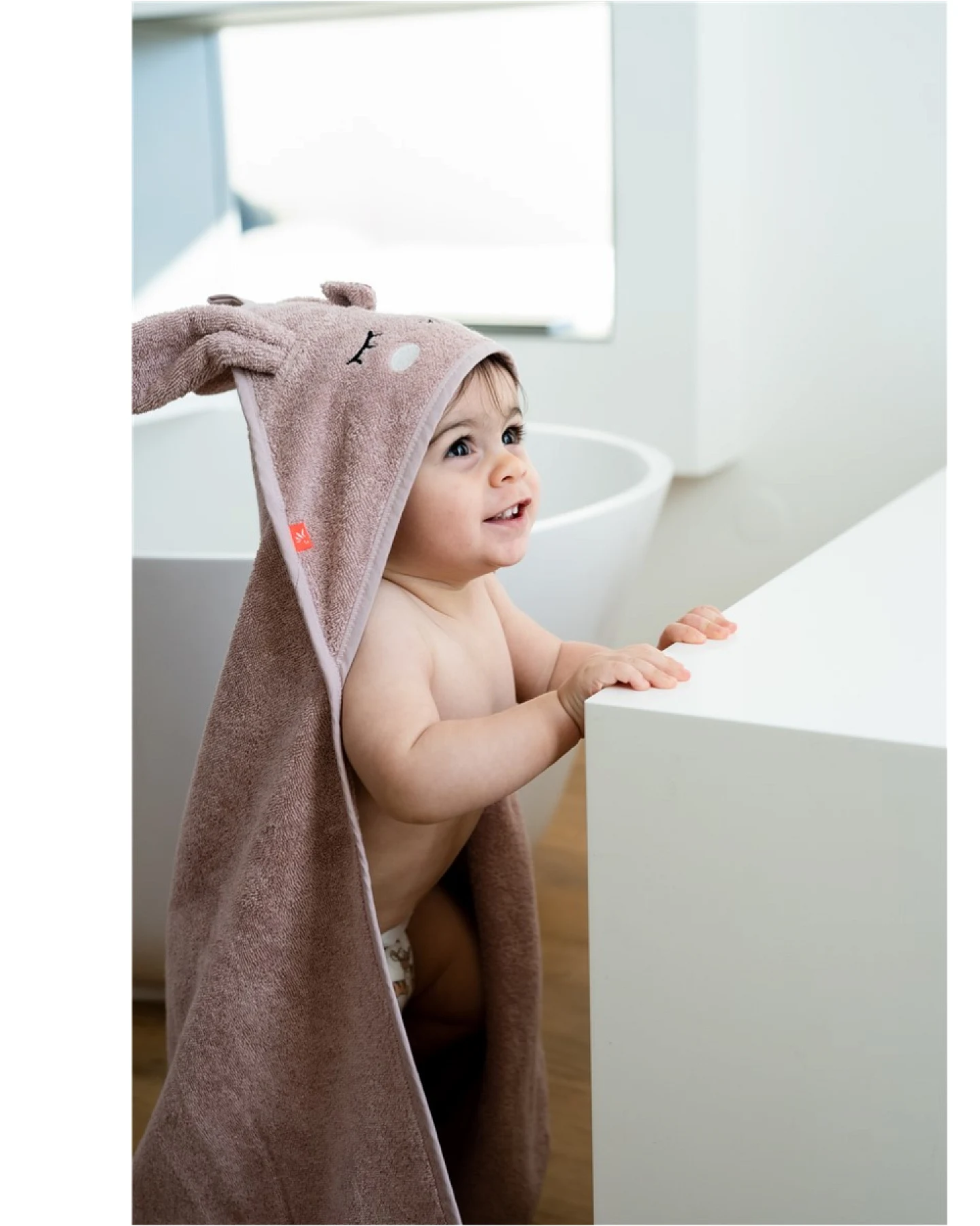 Baby Kapuzenhandtuch Bio-Baumwolle Hase rose Maße 80 x 80 cm – Ansicht 2