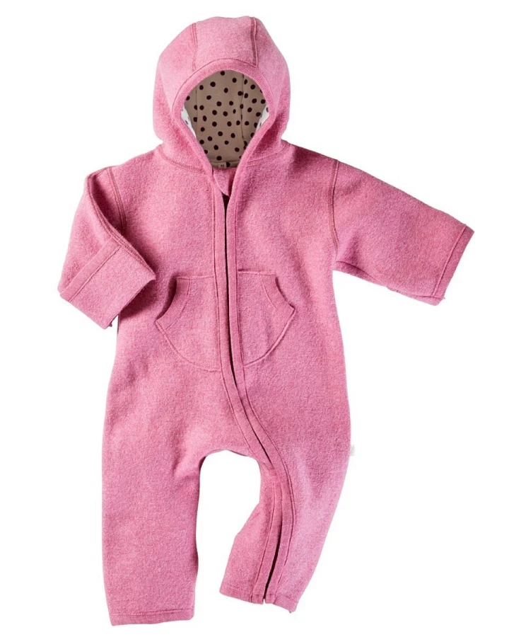 Baby Overall mit Kapuze Bio-Schurwolle Walk pink Gr.74/80