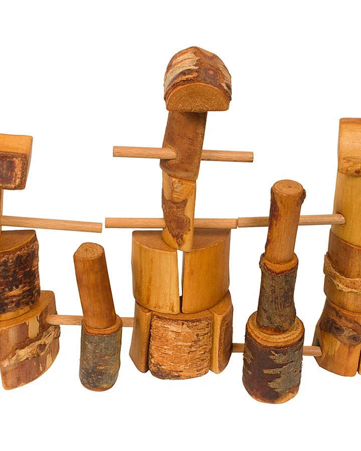 Holzbauklötze, natur ca. 1 kg (ca. 20 Klötze und 5 Stifte)