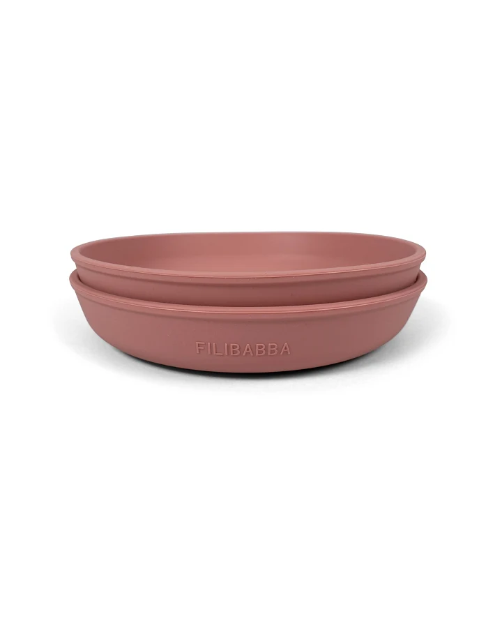 Kinderteller aus Silikon 2er-Set rose Maße 19 x 19 x 5 cm