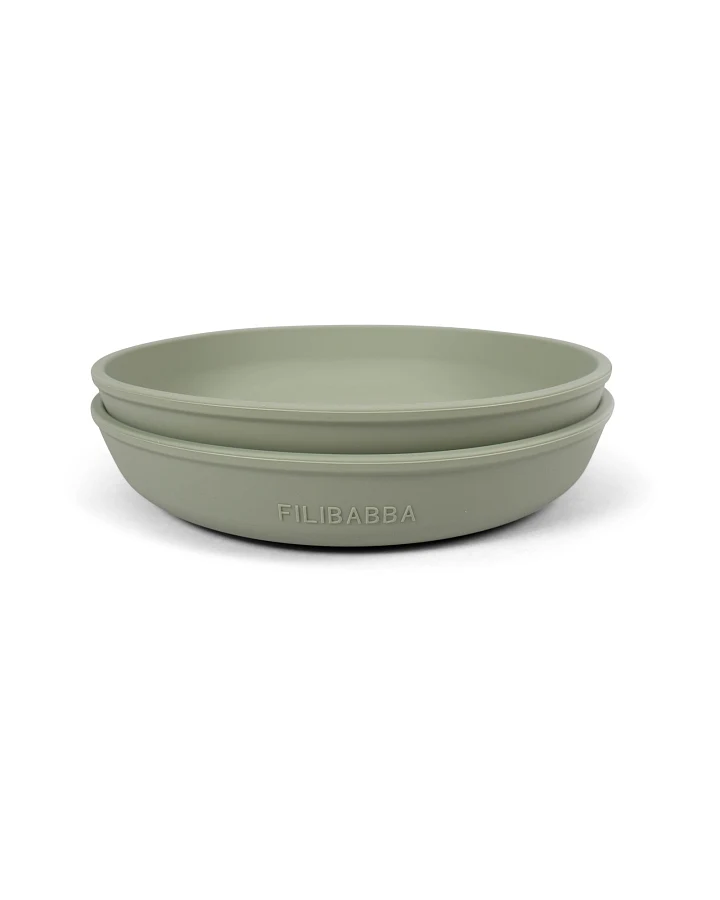 Kinderteller aus Silikon 2er-Set green Maße 19 x 19 x 5 cm