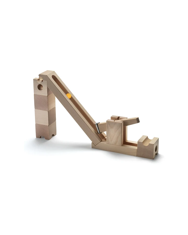 Kugelbahn Erweiterungsset Kick aus unbehandeltem Buchenholz 5x5x5 cm