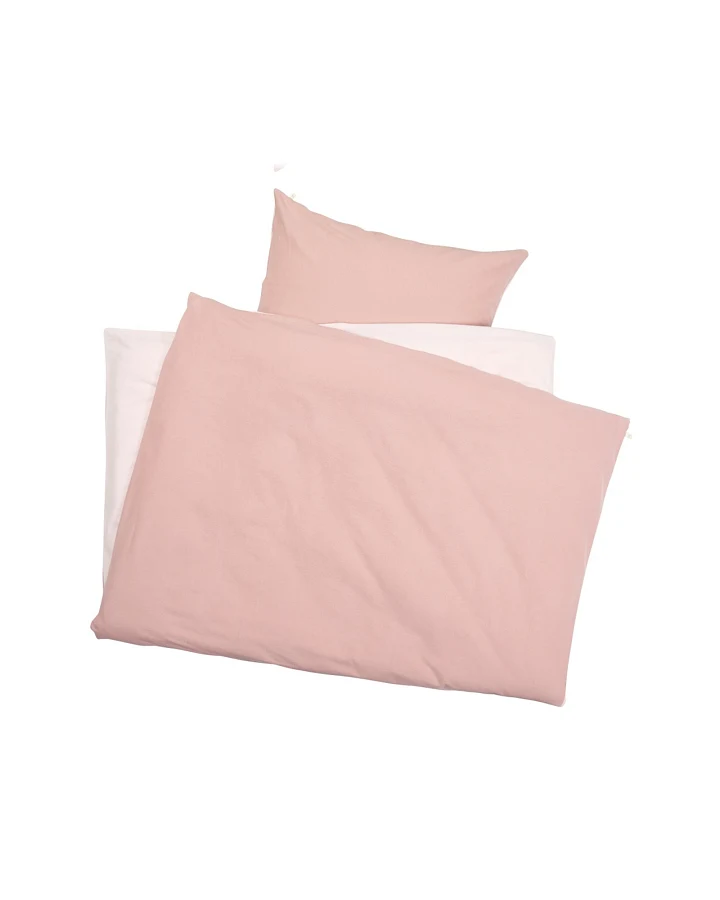 Biber Bettwäsche zum Wenden Bio-Baumwolle rosé Bettbezug 155 x 220 cm, Kissen 80 x 80 cm