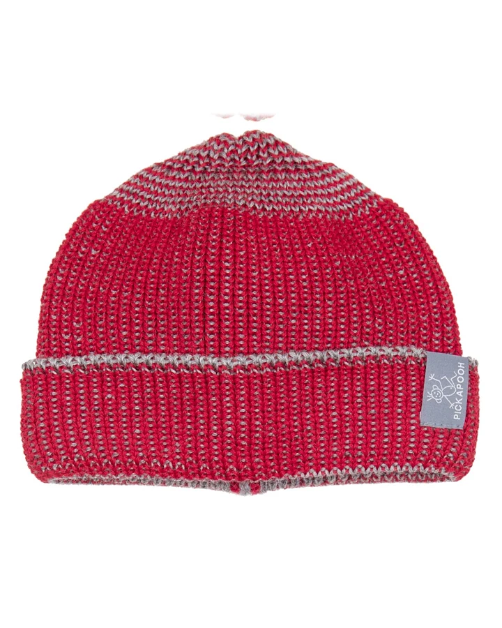 Pickapooh Kinder Mütze "Walter" Bio Schurwolle rot-grau Gr.1 (48-50)